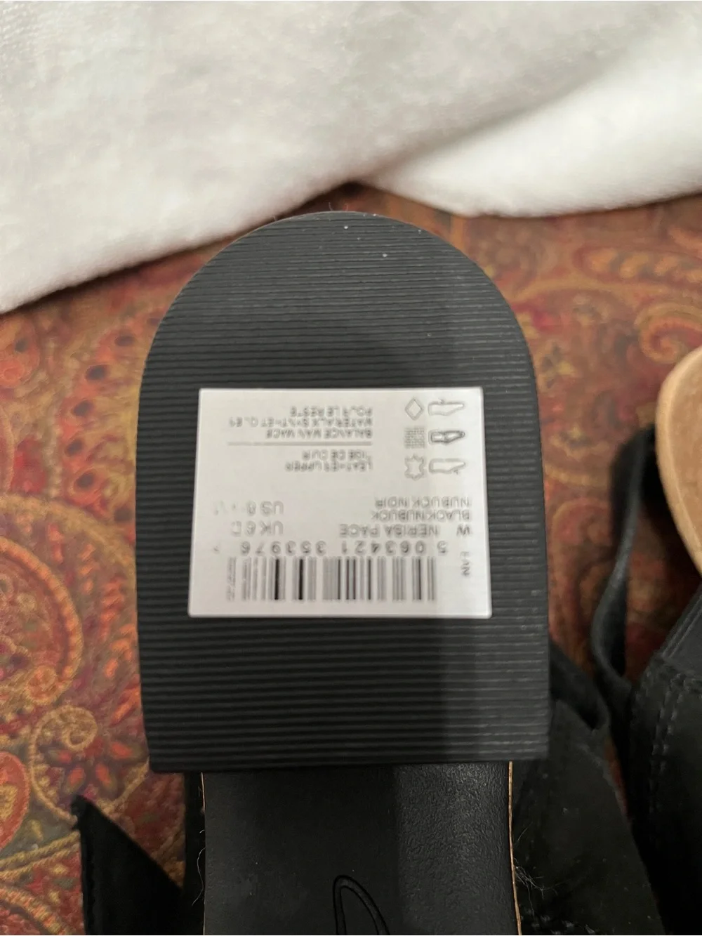 Clarks Nerisa Pace Wedge Heel Sandals - Black Nubuck - NWT - 8.5 Medium